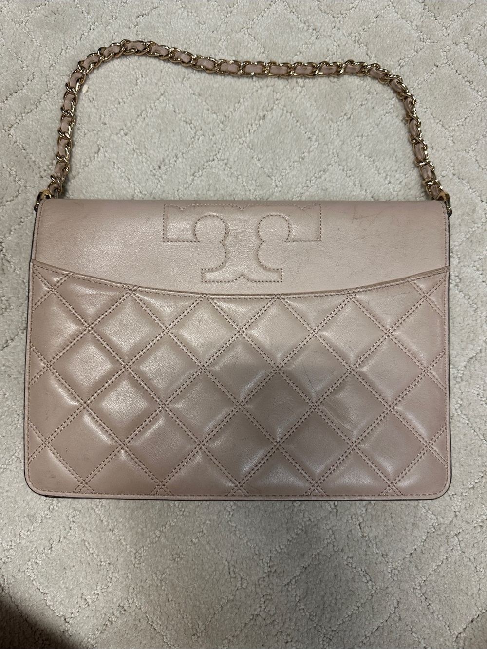 Tory Burch Savannah Quilted Leather Chain Shoulder Bag - Blush